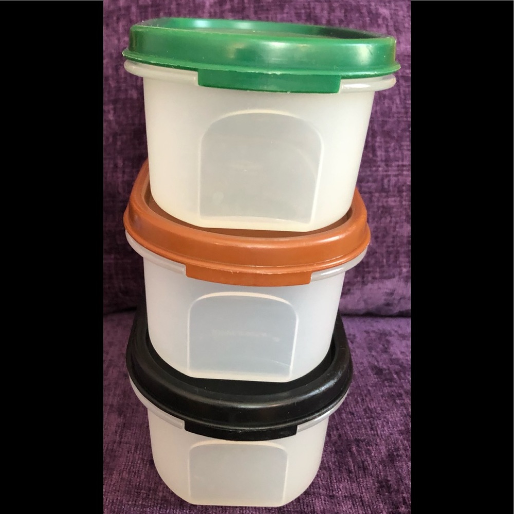 Vintage Tupperware Set of 3 Modular Mates Oval #1 containers with lids.